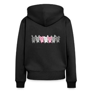 Demigirl Flag Pride LGBTQ Cute Bunny - Women's Premium Organic Zip Hoodie - black - Back - Julia (174cm)