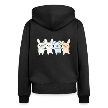 Unlabeld Flag Pride LGBTQ Cute Bunny - Women's Premium Organic Zip Hoodie - black - Back - Julia (174cm)