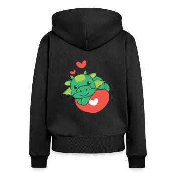 Dragon for Valentine's Day cute animals hearts - Women's Premium Organic Zip Hoodie - black - Back - Julia (174cm)