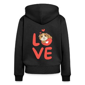 Cochons d’Inde pour la Saint-Valentin coeur d’animaux mignons - Sweat à capuche zippé Premium bio Femme - noir - Dos - Julia (174cm)