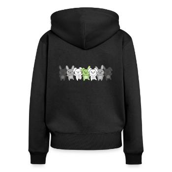 Agender Flag Pride LGBTQ Cute Bunny - Women's Premium Organic Zip Hoodie - black - Back - Julia (174cm)