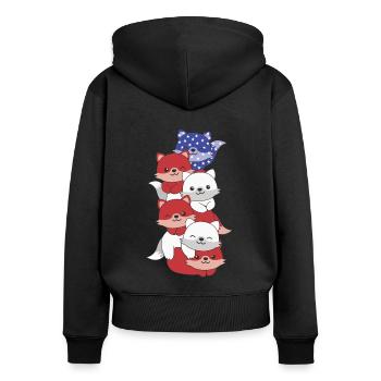 Fuchs für den vierten Juli USA Flagge Füchse - Frauen Premium Bio Zip Hoodie - Schwarz - Hinten - Julia (174cm)