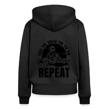 Race 'Em Break 'Em Kart Racing Karting Kart Racer - Frauen Premium Bio Zip Hoodie - Schwarz - Hinten - Julia (174cm)