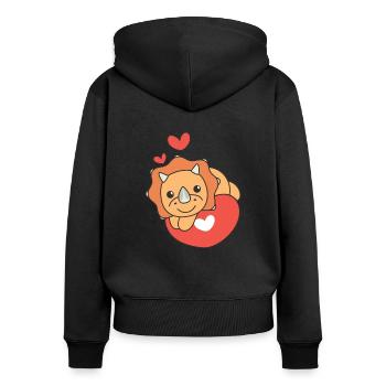 Triceratops pour la Saint-Valentin mignons animaux coeurs - Sweat à capuche zippé Premium bio Femme - noir - Dos - Julia (174cm)