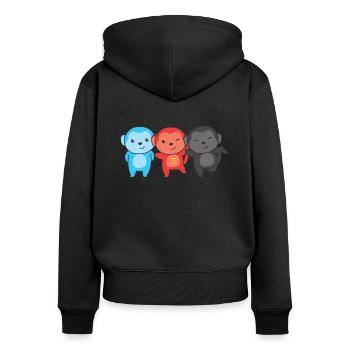 Polyamory Flag Gay Pride LGBTQ Affe - Frauen Premium Bio Zip Hoodie - Schwarz - Hinten - Julia (174cm)