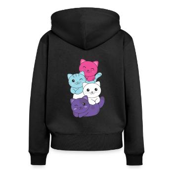 Multisexual Flag Pride LGBTQ Cute Cat Stack - Women's Premium Organic Zip Hoodie - black - Back - Julia (174cm)