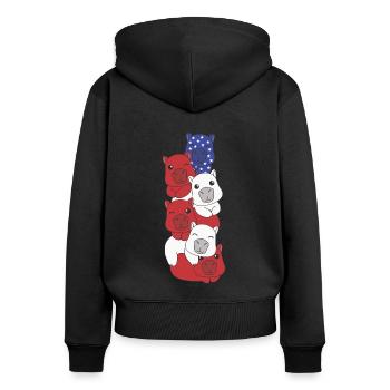 Capybara pour le drapeau des États-Unis du quatrième juillet - Sweat à capuche zippé Premium bio Femme - noir - Dos - Julia (174cm)