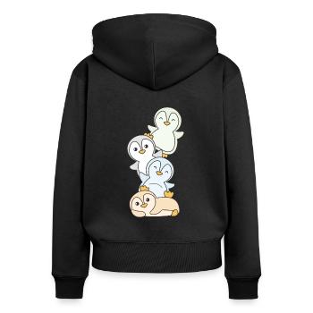 Unlabeld Flag Pride LGBTQ cute penguin - Women's Premium Organic Zip Hoodie - black - Back - Julia (174cm)