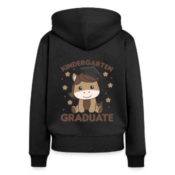 Kids Kindergarten graduate Pferd Graduation - Frauen Premium Bio Zip Hoodie - Schwarz - Hinten - Julia (174cm)