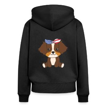 4. Juli amerikanischer Australian Shepherd USA - Frauen Premium Bio Zip Hoodie - Schwarz - Hinten - Julia (174cm)