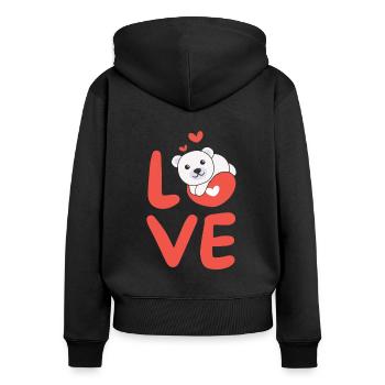 Polar bear for Valentine's Day cute animals hearts Love - Women's Premium Organic Zip Hoodie - black - Back - Julia (174cm)