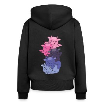 Omnisexuell Flag Pride LGBTQ süßer Drache Stapel - Frauen Premium Bio Zip Hoodie - Schwarz - Hinten - Julia (174cm)