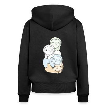 Unlabeld Flag Pride LGBTQ cute sloth - Women's Premium Organic Zip Hoodie - black - Back - Julia (174cm)