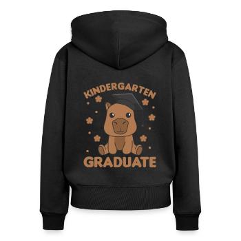 Kids Kindergarten graduate Capybara Graduation - Frauen Premium Bio Zip Hoodie - Schwarz - Hinten - Julia (174cm)
