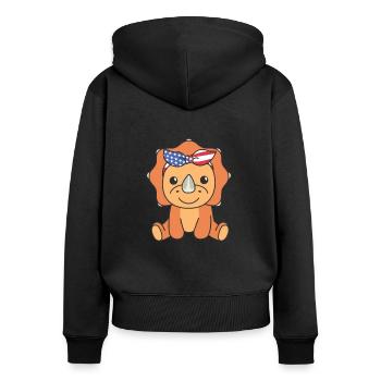 4 juillet American Triceratops for Kids USA - Sweat à capuche zippé Premium bio Femme - noir - Dos - Julia (174cm)
