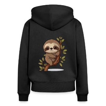 Faultier süße Tiere für Kinder lustige Tiere - Frauen Premium Bio Zip Hoodie - Schwarz - Hinten - Julia (174cm)
