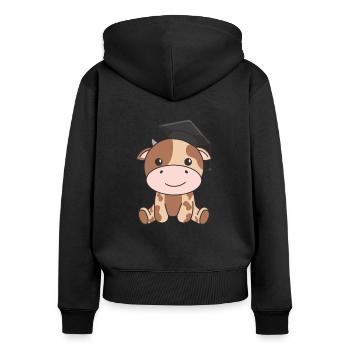 Kids Kindergarten nailed it Kuh Graduation - Frauen Premium Bio Zip Hoodie - Schwarz - Hinten - Julia (174cm)