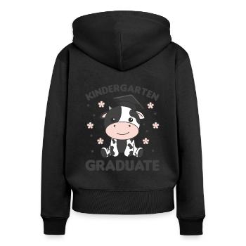 Kids Kindergarten graduate Kuh Graduation - Frauen Premium Bio Zip Hoodie - Schwarz - Hinten - Julia (174cm)