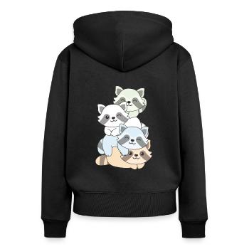 Unlabeld Flag Pride LGBTQ Cute Raccoon - Women's Premium Organic Zip Hoodie - black - Back - Julia (174cm)