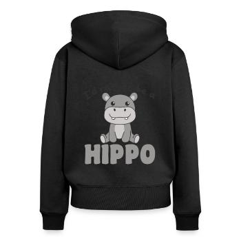 Ich wäre lieber eine Flusspferd - süße Flusspferd - Frauen Premium Bio Zip Hoodie - Schwarz - Hinten - Julia (174cm)