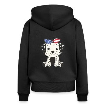 4. Juli amerikanischer Dalmatiner für Kinder USA - Frauen Premium Bio Zip Hoodie - Schwarz - Hinten - Julia (174cm)