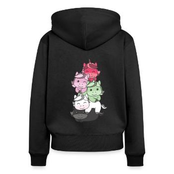 Recipromantic Flag Pride LGBTQ süßer Einhorn - Frauen Premium Bio Zip Hoodie - Schwarz - Hinten - Julia (174cm)