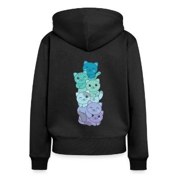 Neptunic Flag Pride LGBTQ Cute Cat Stack - Women's Premium Organic Zip Hoodie - black - Back - Julia (174cm)