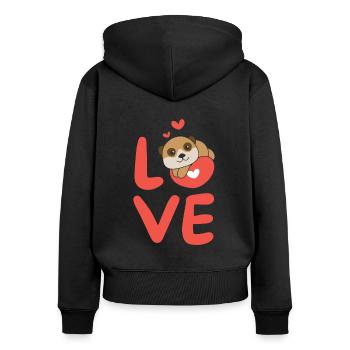 Erdmännchen zum Valentinstag süße Tiere Herzen - Frauen Premium Bio Zip Hoodie - Schwarz - Hinten - Julia (174cm)