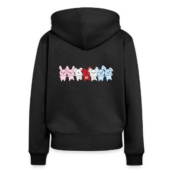 hijra flag pride LGBTQ mignon lapin bande - Sweat à capuche zippé Premium bio Femme - noir - Dos - Julia (174cm)