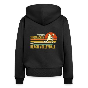 Le volleyball de plage facilement détourné par le volleyball - Sweat à capuche zippé Premium bio Femme - noir - Dos - Julia (174cm)