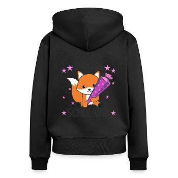 endlich Schulkind Einschulung Schule Fuchs - Frauen Premium Bio Zip Hoodie - Schwarz - Hinten - Julia (174cm)