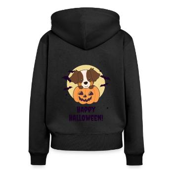 Sheperd australien dans Pumpkin Sweet Happy Halloween - Sweat à capuche zippé Premium bio Femme - noir - Dos - Julia (174cm)
