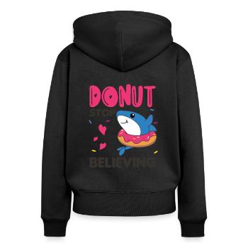 Süßer Hai lustige Tiere in Donut pink - Frauen Premium Bio Zip Hoodie - Schwarz - Hinten - Julia (174cm)