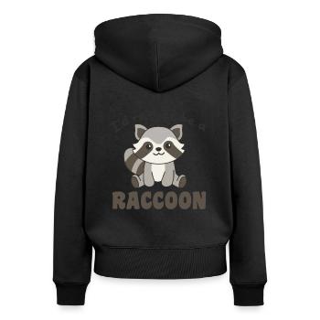 Je préfère être un raton laveur - mignon raton laveur - Sweat à capuche zippé Premium bio Femme - noir - Dos - Julia (174cm)