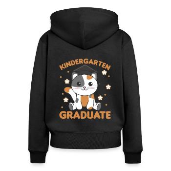 Kids Kindergarten graduate Katze Graduation - Frauen Premium Bio Zip Hoodie - Schwarz - Hinten - Julia (174cm)