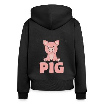 Ich wäre lieber ein Schwein - süßes Schwein - Frauen Premium Bio Zip Hoodie - Schwarz - Hinten - Julia (174cm)