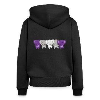 Graysexual Flag Pride LGBTQ Cute Elephant - Women's Premium Organic Zip Hoodie - black - Back - Julia (174cm)