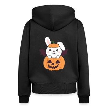 Bunny Happy Halloween Pumpkin Bat Costume - Women's Premium Organic Zip Hoodie - black - Back - Julia (174cm)