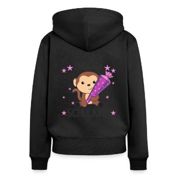 endlich Schulkind Einschulung Schule Affe - Frauen Premium Bio Zip Hoodie - Schwarz - Hinten - Julia (174cm)