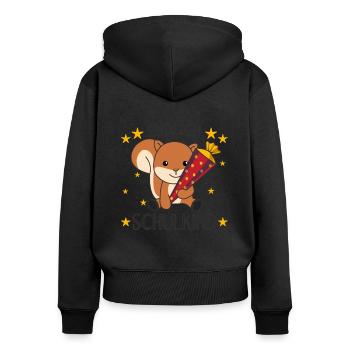 endlich Schulkind Einschulung Schule Eichhörnchen - Frauen Premium Bio Zip Hoodie - Schwarz - Hinten - Julia (174cm)