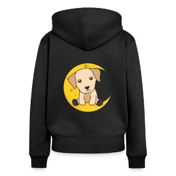 Moon Labrador cute animals for children at night - Women's Premium Organic Zip Hoodie - black - Back - Julia (174cm)