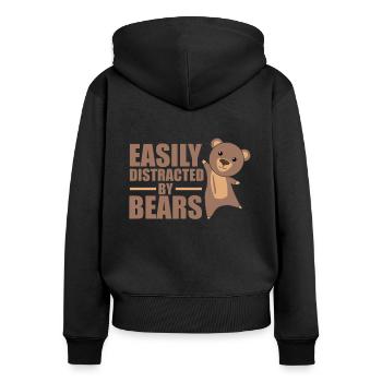 Easily distracted by bear - cute bear - Women's Premium Organic Zip Hoodie - black - Back - Julia (174cm)