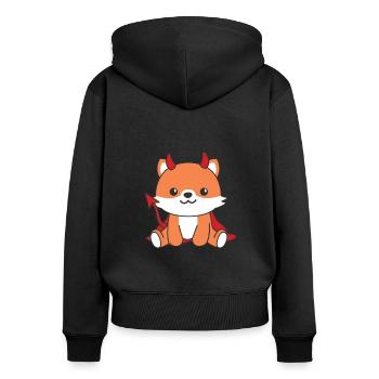 Fox Happy Halloween Devil Costume - Women's Premium Organic Zip Hoodie - black - Back - Julia (174cm)