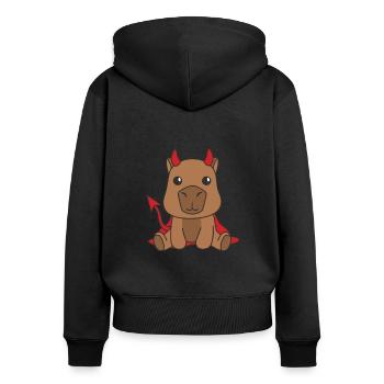 Capybara Happy Halloween Devil Costume - Women's Premium Organic Zip Hoodie - black - Back - Julia (174cm)