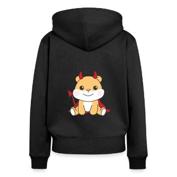 Hamster Happy Halloween Devil Costume - Women's Premium Organic Zip Hoodie - black - Back - Julia (174cm)