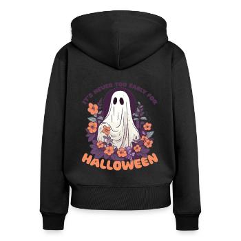 It's never too early for Halloween groovy ghost - Women's Premium Organic Zip Hoodie - black - Back - Julia (174cm)