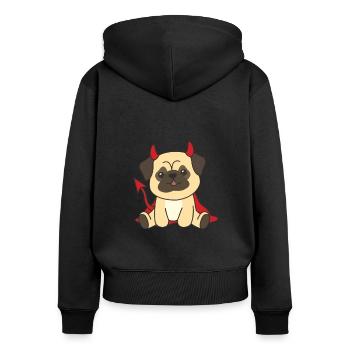 Pug Happy Halloween Devil Costume - Women's Premium Organic Zip Hoodie - black - Back - Julia (174cm)