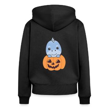 Dino in pumpkin cute dinos Happy Halloween - Women's Premium Organic Zip Hoodie - black - Back - Julia (174cm)