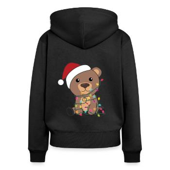 Ours Noël Animaux d’hiver Ours - Sweat à capuche zippé Premium bio Femme - noir - Dos - Julia (174cm)