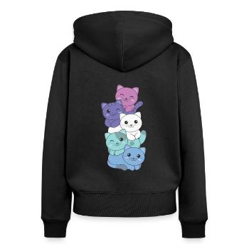 Spectrassexual Flag Pride LGBTQ Mignon Chat - Sweat à capuche zippé Premium bio Femme - noir - Dos - Julia (174cm)